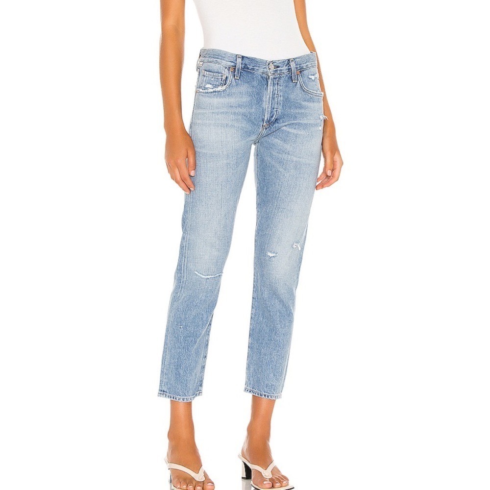 Citizens of Humanity Emerson Slim Boyfriend Button Fly Jeans Distressed Size 27